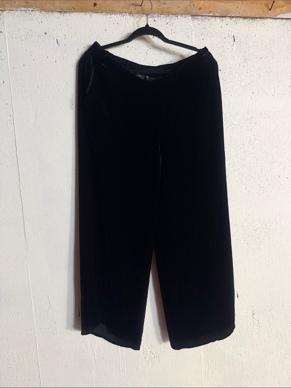 Vintage Rayon/Silk Blend Velvet Wide leg Pants, M - Picture 6 of 10